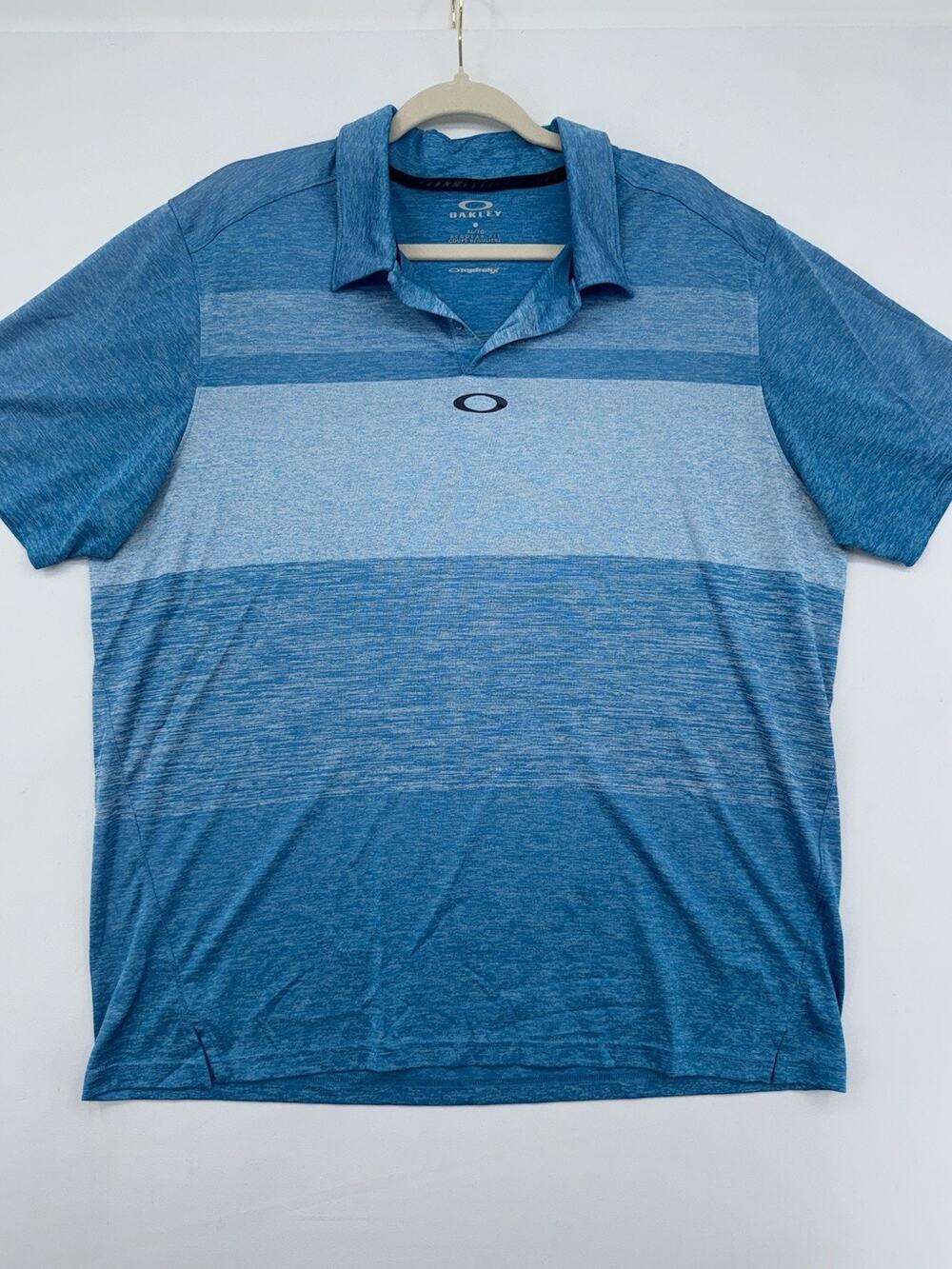 Oakley Mens Blue Stripe 1/4 Button Up Collared Golf Shirt Moisture Wicking XL